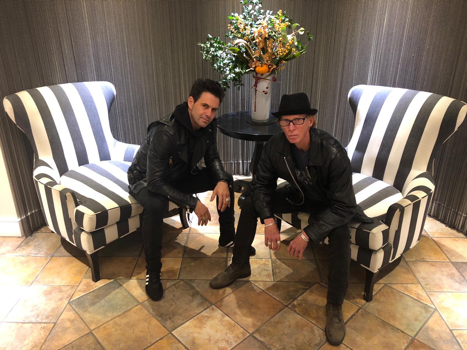 manu lanvin and mike muller in new york lobby